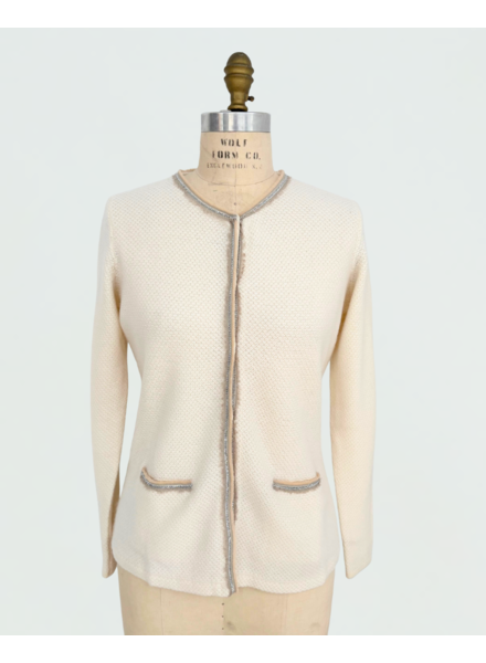 CASHMERE 2-TONES EMBELLISHED JACKET : IVORY