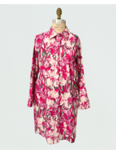 CLASSIC COTTON PRINTED SHIRT DRESS: FIORI : PINK