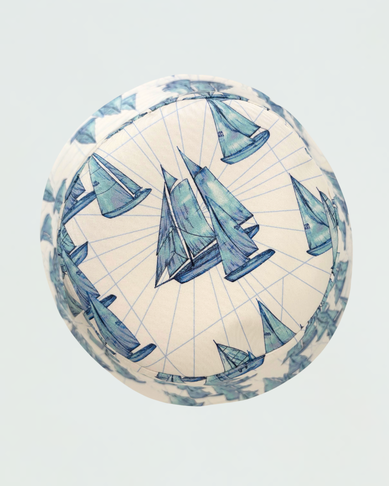 PRINTED SILK HAT: REGATTA : BLUE