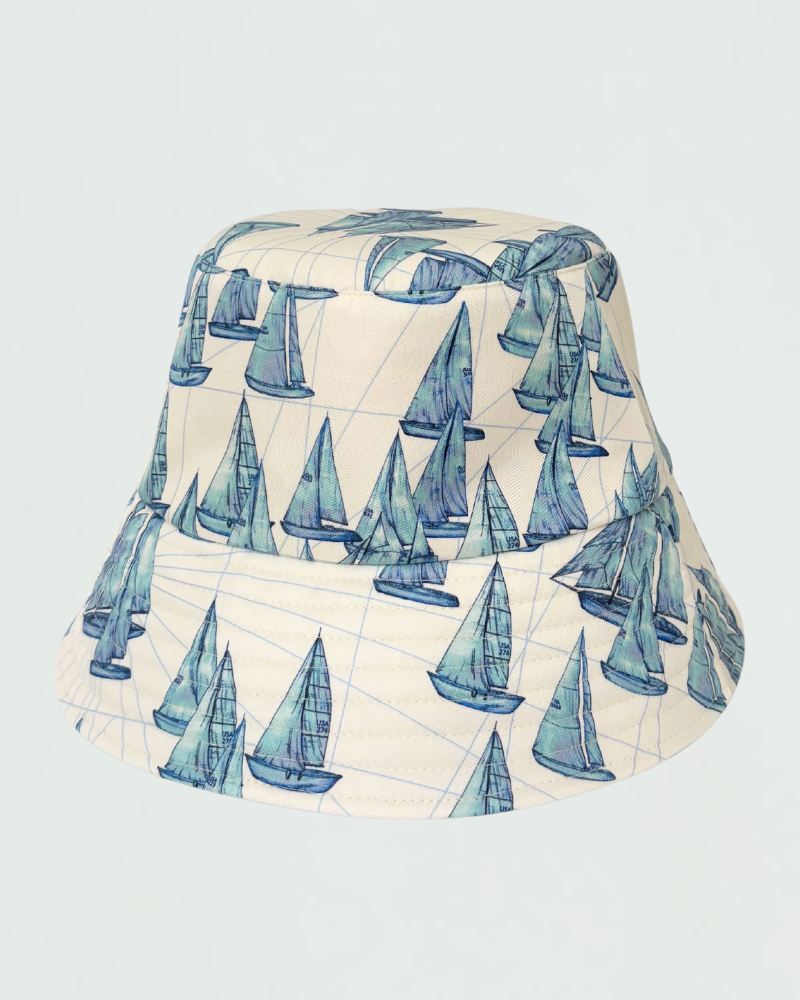 PRINTED SILK HAT: REGATTA : BLUE