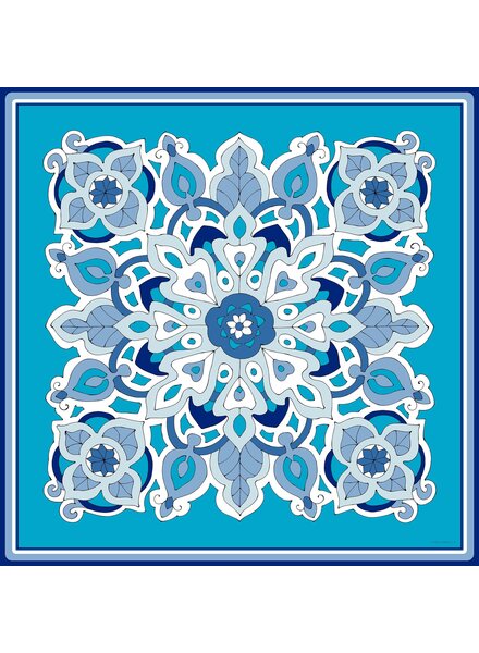 PRINTED CASHMERE PONCHO: SAVOIA: BLUE JEWEL