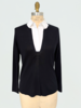 V-NECK SWEATER WITH POPELIN COLLAR: NAVY