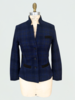 PLAID JACKET WITH KNIT DETAILS : NAVY-BLACK