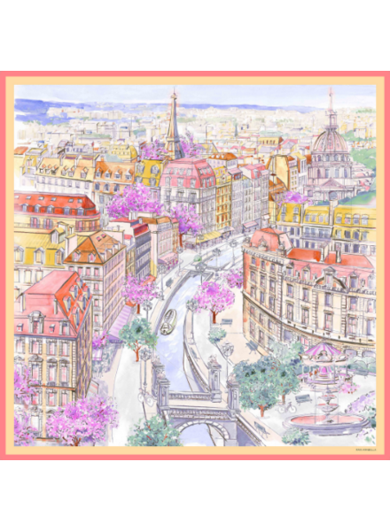 CASHMERE PRINTED PONCHO: PARIS: PINK