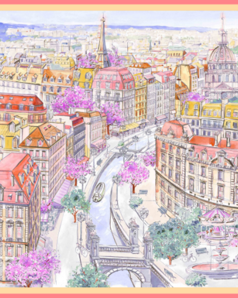 CASHMERE PRINTED PONCHO: PARIS: PINK