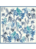 PRINTED CASHMERE PONCHO: BIRDS: TEAL