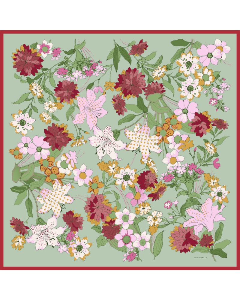 CASHMERE PRINTED PONCHO: COSMO: GREEN