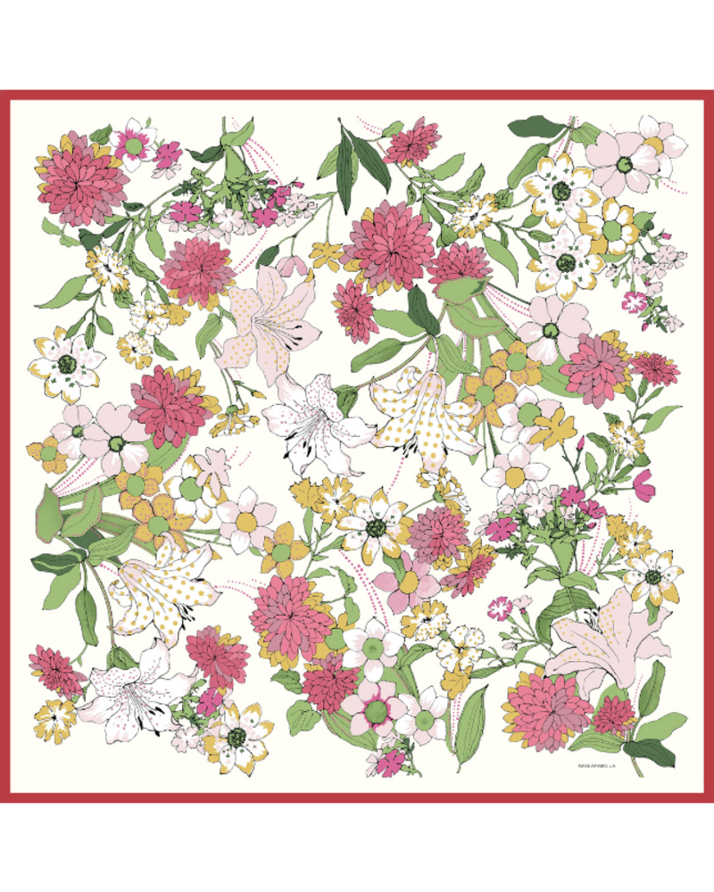 CASHMERE PRINTED PONCHO: COSMO: IVORY