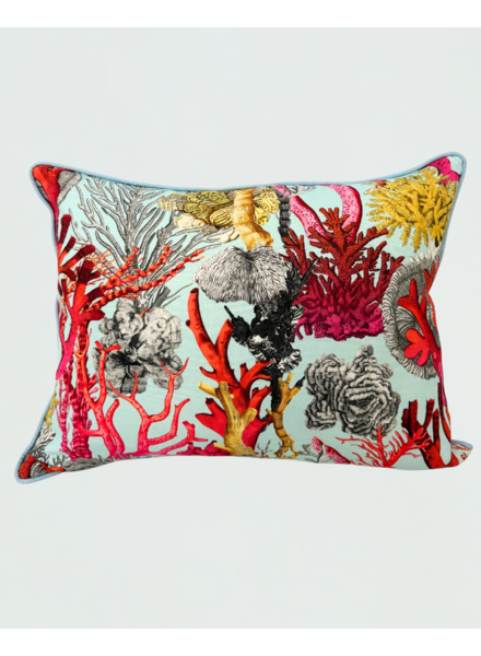 LINEN PILLOW CORAL: TURQUOISE 16"x20"