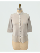 COTTON SHIRT JACKET WITH SILK: PEARL