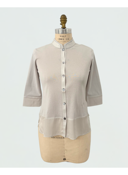 COTTON SHIRT JACKET WITH SILK: PEARL