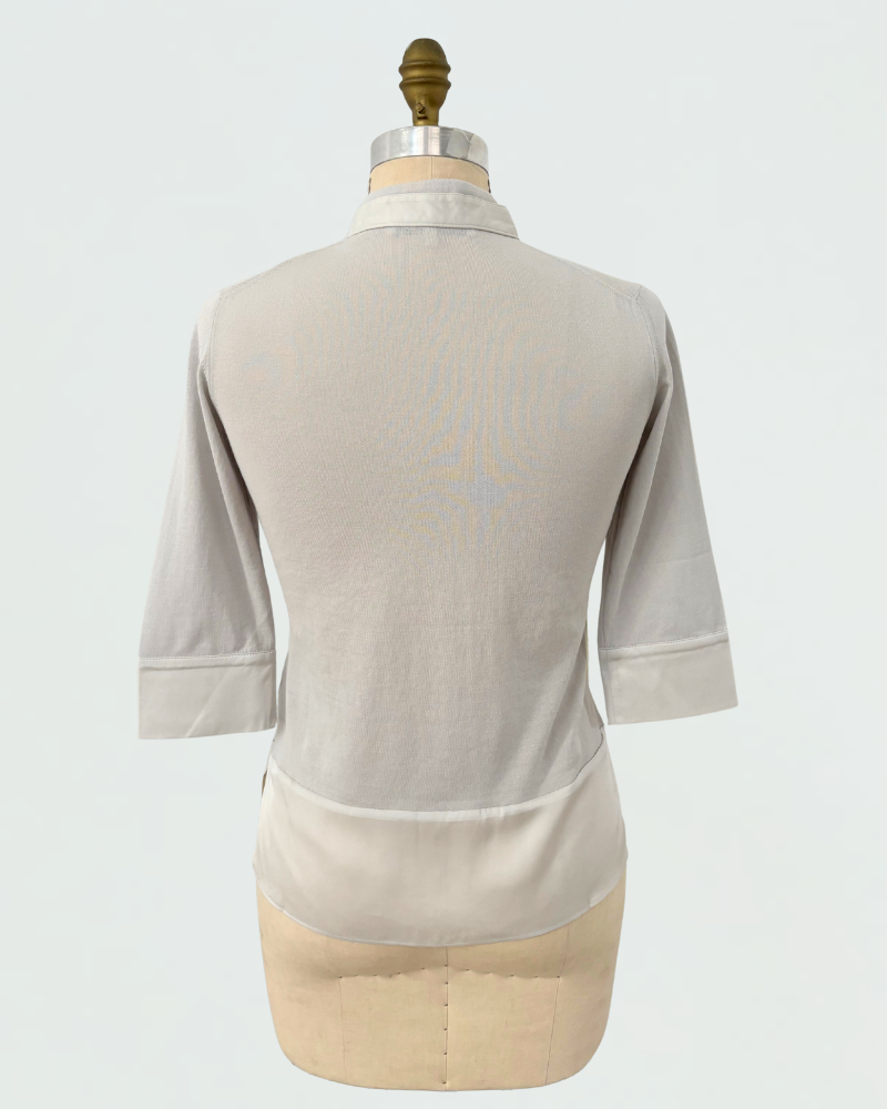COTTON SHIRT JACKET WITH SILK: PEARL