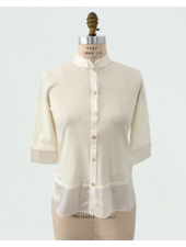 COTTON SHIRT JACKET WITH SILK: IVORY