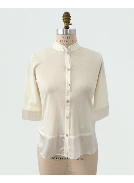 COTTON SHIRT JACKET WITH SILK: IVORY