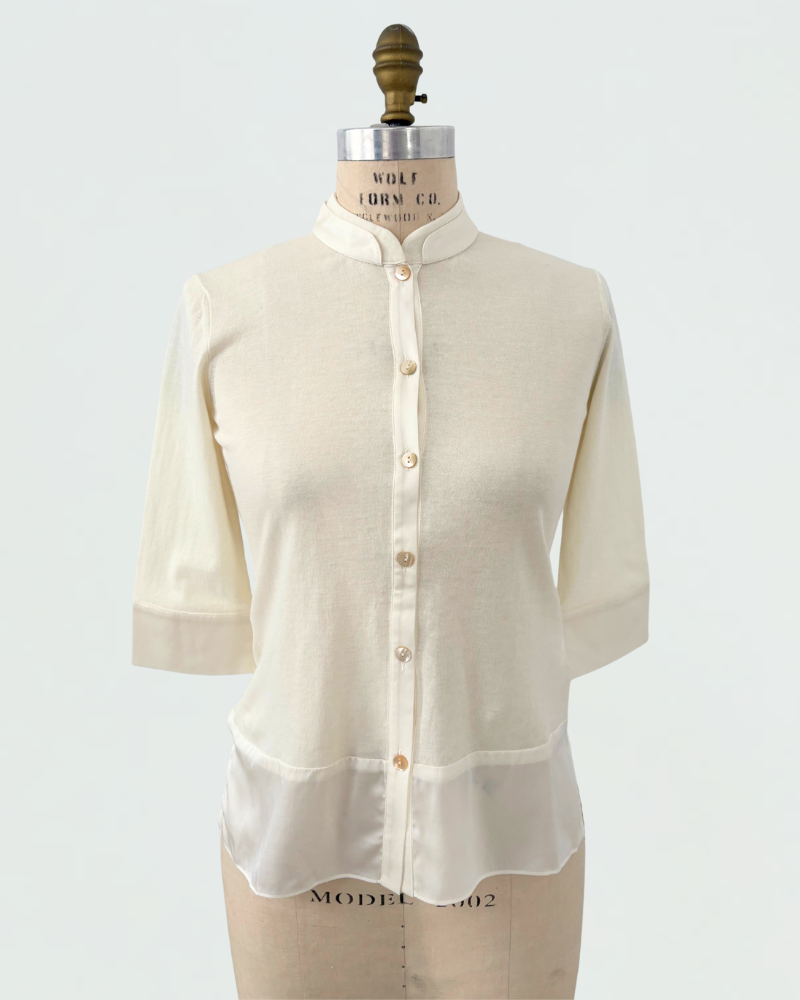 COTTON SHIRT JACKET WITH SILK: IVORY