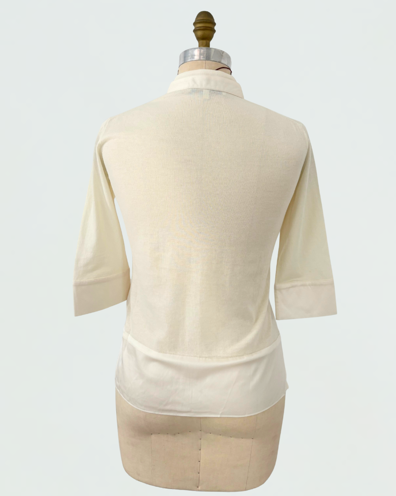 COTTON SHIRT JACKET WITH SILK: IVORY