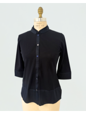 COTTON SHIRT JACKET WITH SILK: NAVY