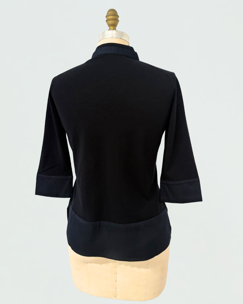 COTTON SHIRT JACKET WITH SILK: NAVY