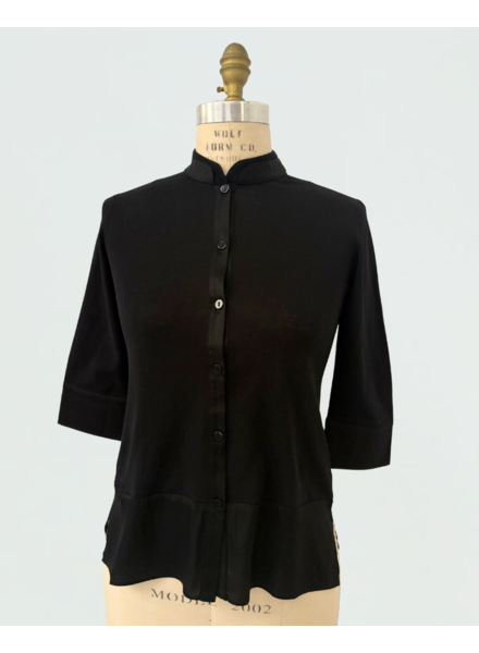 COTTON SHIRT JACKET WITH SILK: BLACK