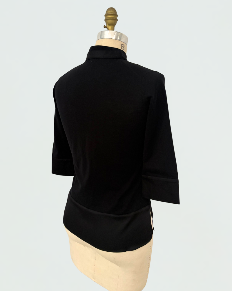 COTTON SHIRT JACKET WITH SILK: BLACK