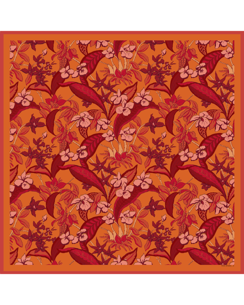 PRINTED CASHMERE SCARF: ZANZIBAR: ORANGE