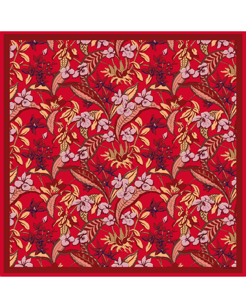 PRINTED CASHMERE SCARF: ZANZIBAR: RED