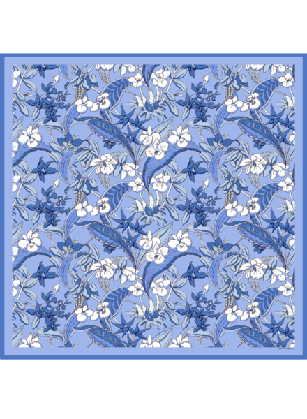 PRINTED CASHMERE SCARF: ZANZIBAR: BLUE