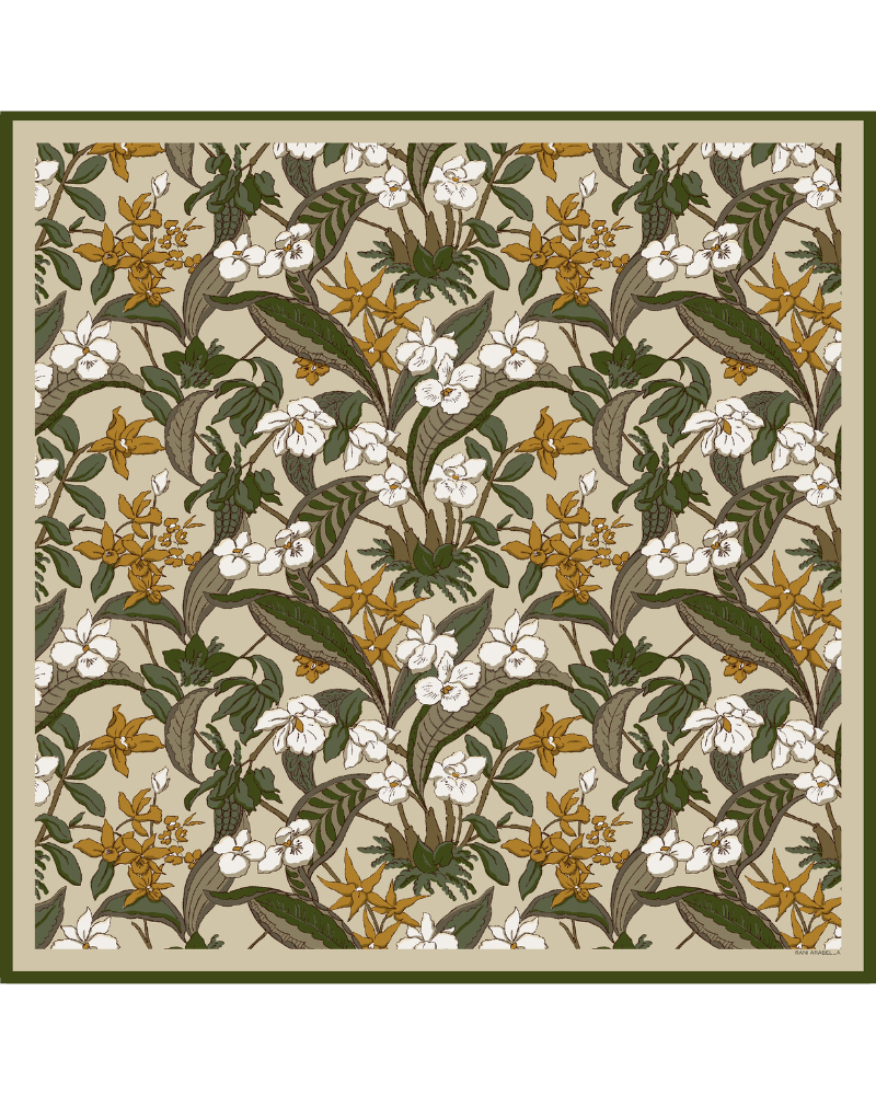 PRINTED CASHMERE SCARF: ZANZIBAR: BEIGE