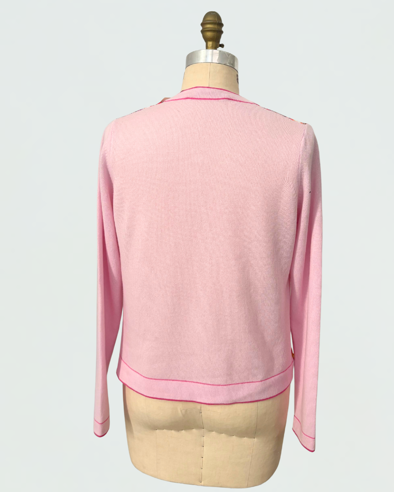 CASHMERE KNITTED CARDIGAN WITH CAPRI PRINT:PINK
