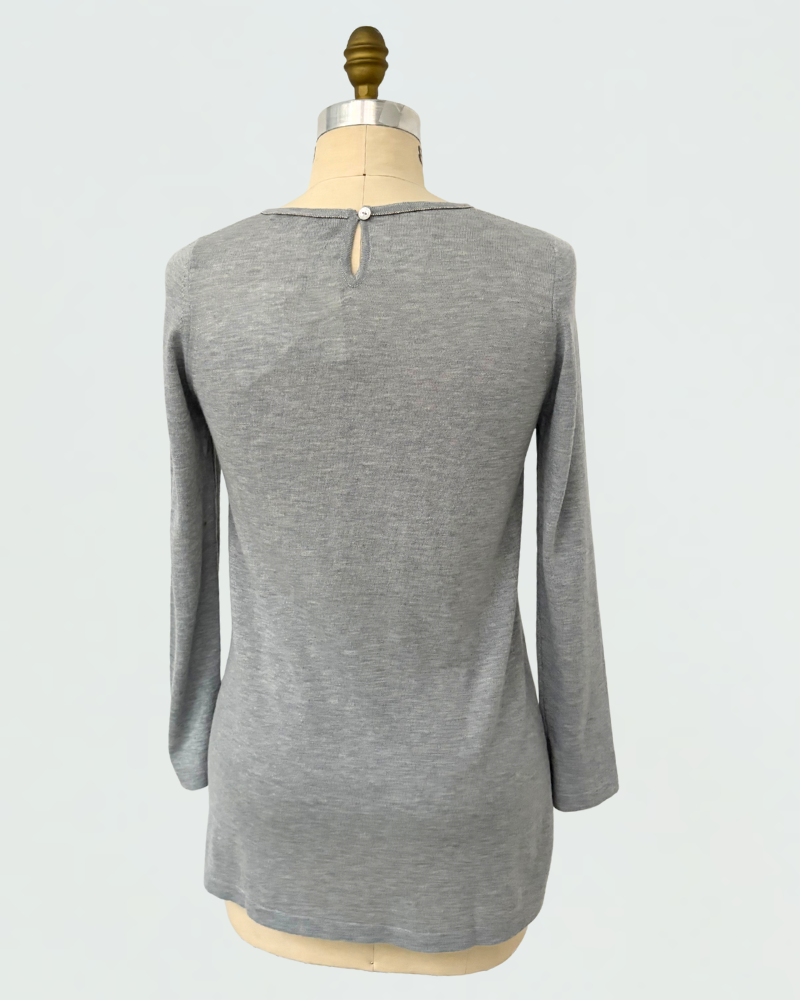 EMBELLISHED TUNIC WITH SILK LAYER: LIGHT GRAY