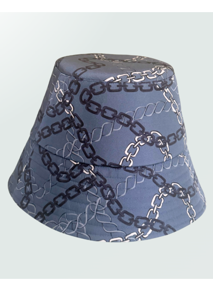 PRINTED SILK HAT: DEVON: BLUE