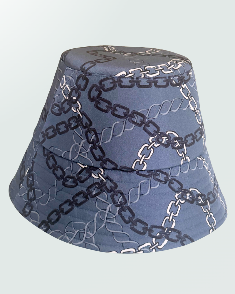 PRINTED SILK HAT: DEVON: BLUE