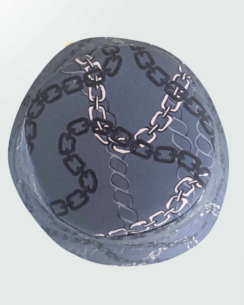 PRINTED SILK HAT: DEVON: BLUE