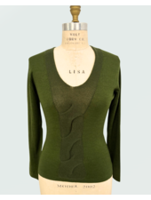 NECK WITH CABLE: SUPERFINE CASHMERE WITH KNIT CABLE: GREEN
