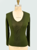 NECK WITH CABLE: SUPERFINE CASHMERE WITH KNIT CABLE: GREEN