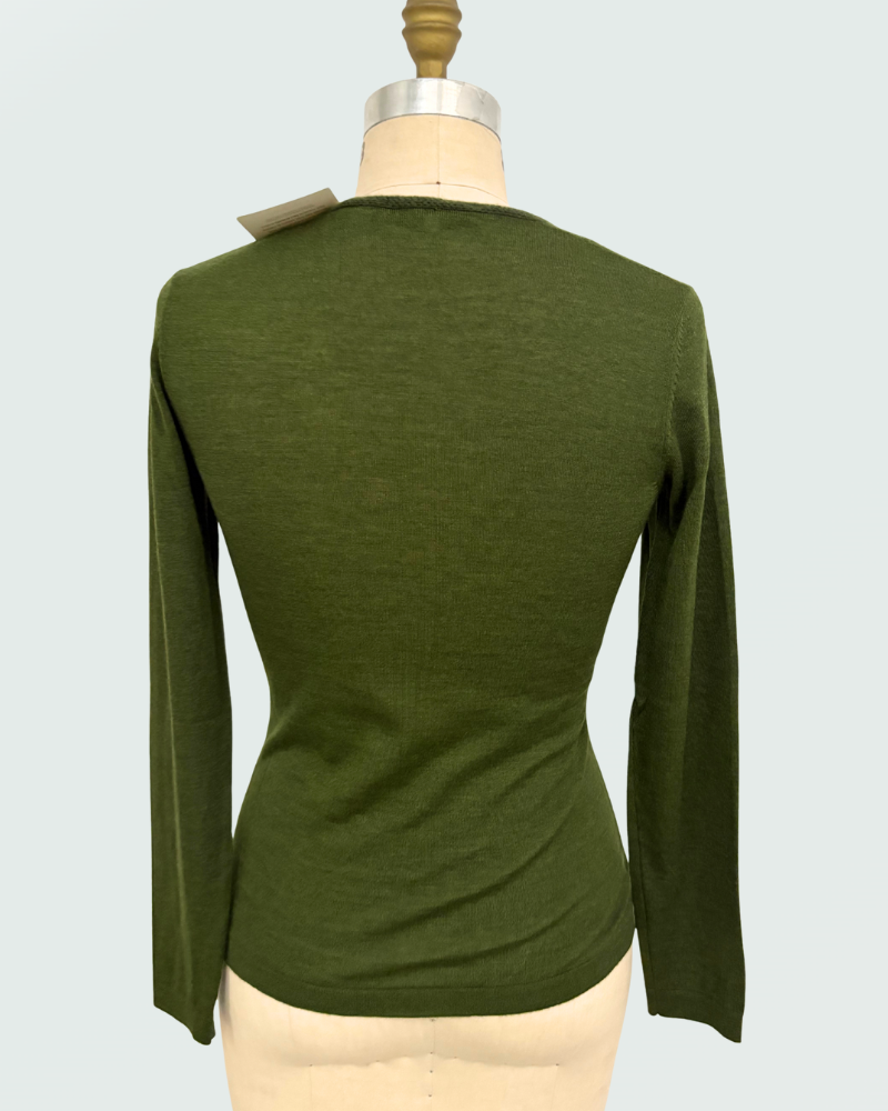 NECK WITH CABLE: SUPERFINE CASHMERE WITH KNIT CABLE: GREEN