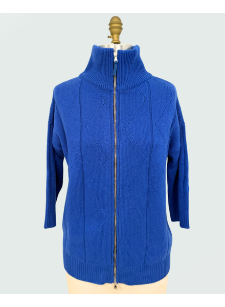 CASHMERE KNITTED ZIP JACKET: INK