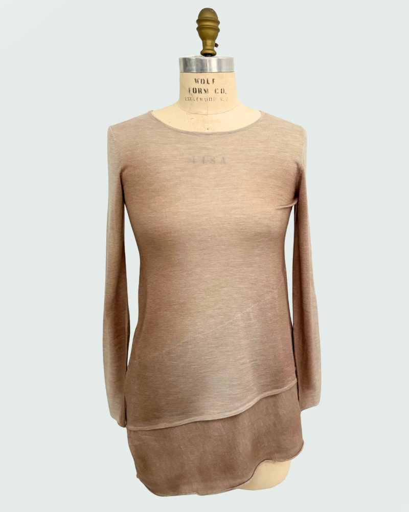 2 LAYERS ASYMMETRICAL DRESS: TIE DYE: TAUPE