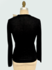V NECK WITH CABLE: SUPERFINE CASHMERE WITH KNIT CABLE: BLACK