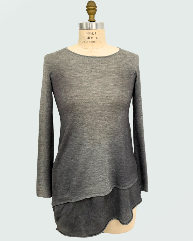 2 LAYERS ASYMMETRICAL DRESS: TIE DYE: GRAY