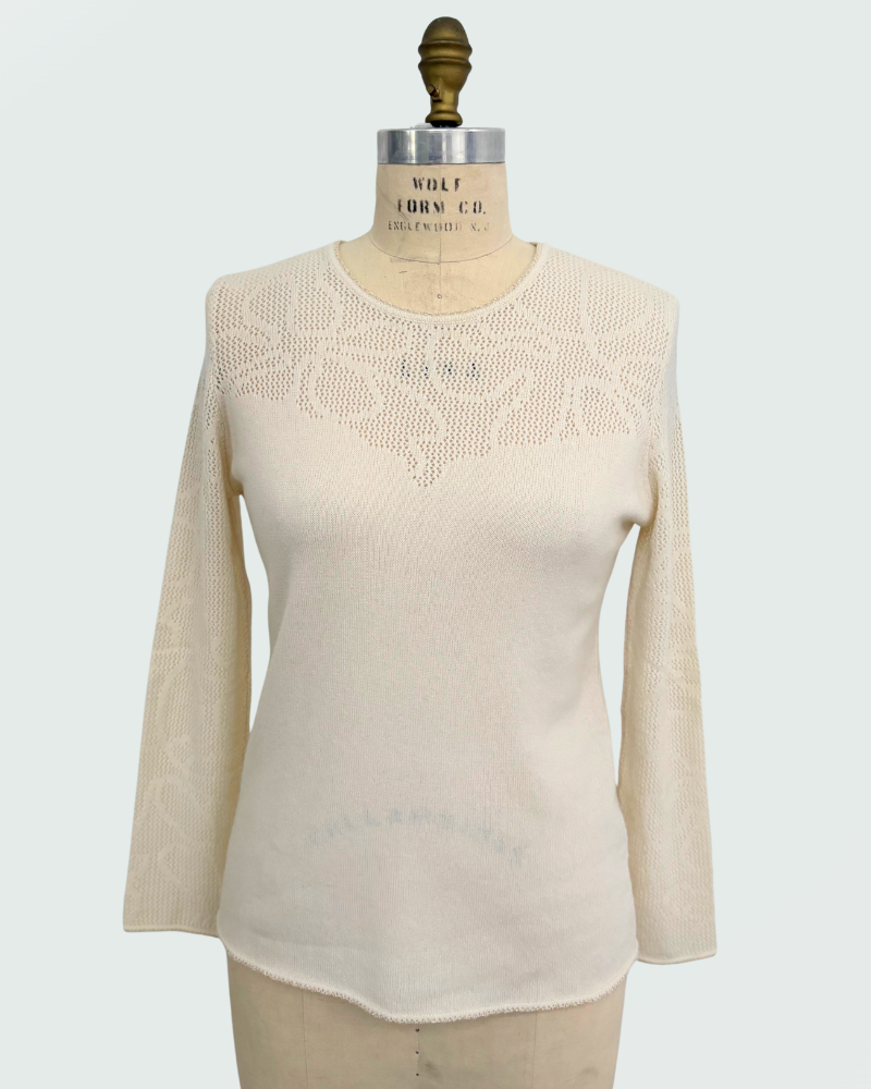 CREW SWEATER WITH STICTH DETAILS, IVORY