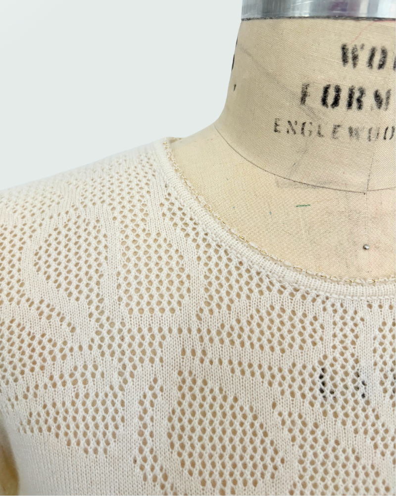 CREW SWEATER WITH STICTH DETAILS, IVORY