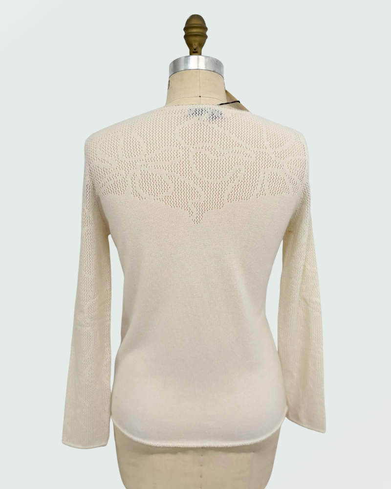 CREW SWEATER WITH STICTH DETAILS, IVORY