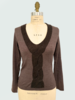 NECK WITH CABLE: SUPERFINE CASHMERE WITH KNIT CABLE: BROWN