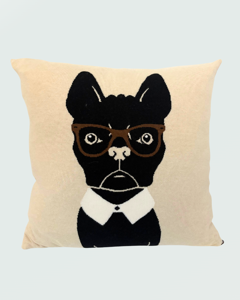 CASHMERE DOG PILLOW: 21" x 21": BEIGE-CHOCOLATE