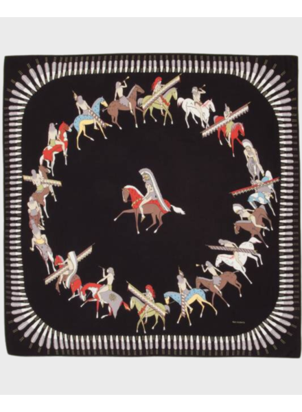 SILK PRINTED SCARF: NATIVE AMERICAN: BLACK