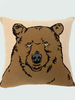 CASHMERE BLEND BEAR PILLOW: 21" X 21": BEIGE-TABACCO