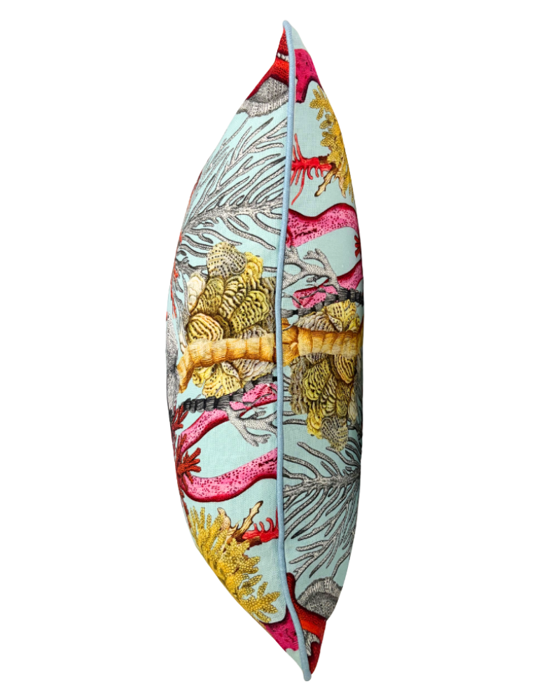 LINEN PILLOW CORAL: TURQUOISE 16"x20"