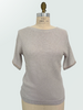 COTTON-SILK SS PULLOVER W/ BEADED FRINGE SLEEVE TRIM: LOTUS
