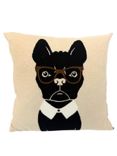 CASHMERE DOG PILLOW: 21" x 21": BEIGE-BLACK